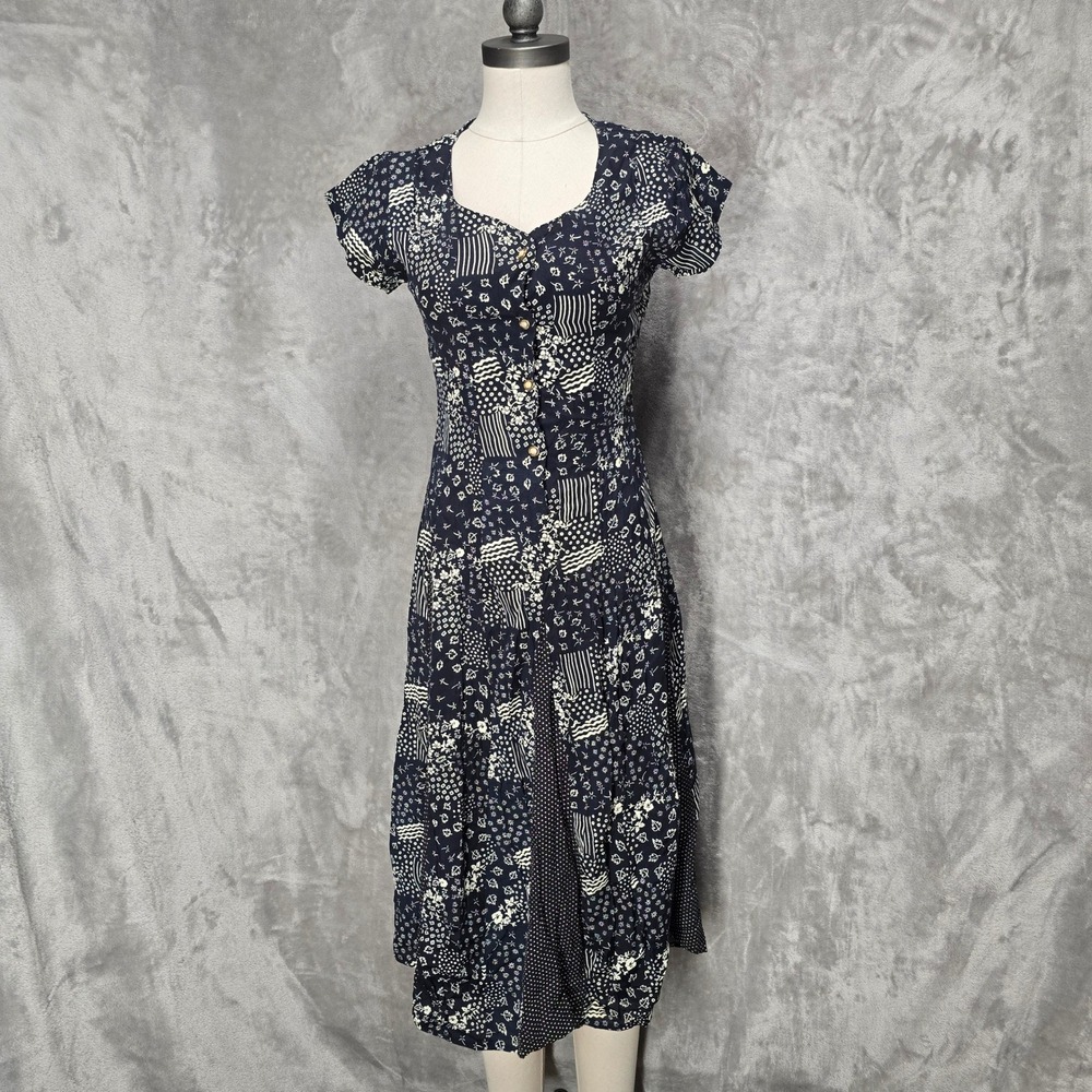 Islandwear Dress Womens M Floral Patchwork 90s Vintage Grunge Prairie Whimsigoth
